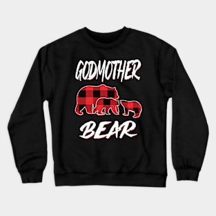 Godmother Bear Red Plaid Christmas Pajama Matching Family Gift Crewneck Sweatshirt